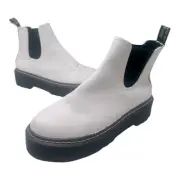 Shein Womens Combat Boots Size 10 White Platform Chunky Midsole