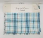 Homewear Table Runner Everyday Elegance 100% Cotton Village Plaid Blue 14"x72"