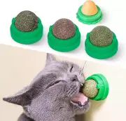 Edible Silvervine Catnip Balls - Dental Chew Toys for Cats (4 Pcs, Green)