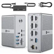 TobenONE DisplayLink Docking Station Triple Monitor with 120W Power Adapter