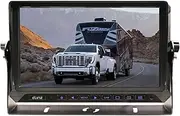 Elinz 10" AHD Monitor Wired 4PIN 3 Channel HD Video Inputs Single Screen View 12V 24V 1024 * 600, Dashboard Mount U Bracket