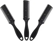 LIFKOME 3Pcs Hair Cutter Comb Double Side Haircut Scissors Metal Razor with Plastic Hair Comb Trimmer Stainless Steel Hair Shaper for DIY Hair Styling at Home Black