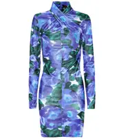 [Richard Quinn] Richard Quinn Floral velvet minidress AU 8 purple