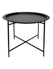 [Willow & Silk] Round Lipped Cross Frame Metal Side Table in Black