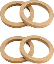 QWORK Wooden Speaker Spacer Rings, 4 Pcs 6.5" Car MDF Speaker Ring, Fits Most 6.5 Inch Speakers