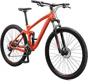 [Mongoose] Salvo Trail Mountain Bike for Adult, 18-Speed Trigger Shifter, 29-Inch Wheels, Full Suspension, 17-Inch Medium Frame, Mechanical Disc Brakes, Orange