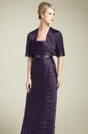 Calvin Klein Purple Sequins Tiers Bolero Jacket Evening Gown Dress Size 8 NWT