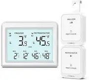 ORIA Digital Refrigerator Thermometer, Fridge Freezer Thermometer with 2 Sensors, with Alarm, Max/Min Records, LCD Backlight, for Home, Restaurant, Cellar, Bar, Cafe