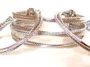 AUTHENTIC DAVID YURMAN 14K GOLD, SS CROSSOVER WHITE DIAMOND BRACELET NWT