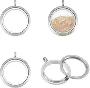 UNICRAFTALE 4 Stück Medaillon Anhänger Edelstahl Schwimmender Medaillon Living Memory Kristall Fotorahmen Medaillonanhänger Glas Schwimmender Anhänger Für Halsketten