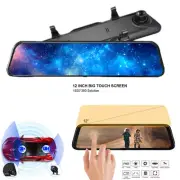 12in Car Dash Camera Dual Lens Video Recorder Rearview Mirror Rear Reverse Image