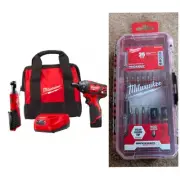 Milwaukee Screwdriver & 3/8" Ratchet Kit, M12 Battery, Case, Impact Driver Bits