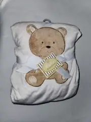 NEW "VTG" 2010 BABY Starters Stitched Bear Tan Brown Blanket Cuddly Plush