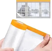 WOLAIYE Window Insulation Shrink Film,Long Indoor Shrink Window Cover,Windows Winterizing for Winter,Taped Masking Film, Dustr Paint Protective Drop Film-Transparently