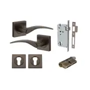 Iver Oxford Door Lever Handle on Square Rose Entrance Kit Key/Key