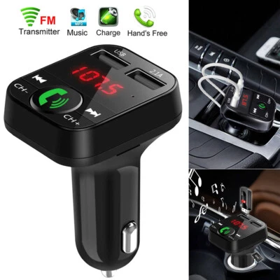 Wireless Bluetooth Car FM Transmitter MP3 Player 2 USB Charger Handsfree Kits+ST