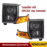 Fit 06-10 Jeep Commander Halogen Headlights Lamps Black/Amber Pair LH RH