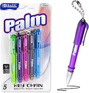 BAZIC Ballpoint Pen Palm Mini Pens w/Key Ring, Black Ink 1.0 mm Bold Point (5/Pack), 1-Pack