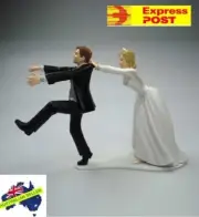 Wedding Cake Topper Bride and Groom Figurines Decorations " Runaway Groom"