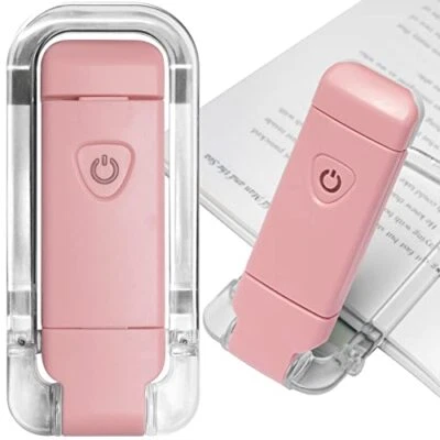 Book Reading Light, Portable USB Rechargeable LED Clip on Book Lights for Pink