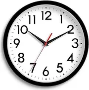 DAXSMY Wall Clock Small Analog 8 Inch Silent Non Ticking Battery Operated Modern Simple Decorative for Kitchen Office Bedroom Bathroom Living Room(Black)