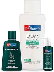 Dr Batra's Anti Dandruff Hair Serum, Conditioner - 100 ml and Pro+ Intense Volume Shampoo - 500 ml