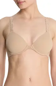 Natori Pure Luxe Covertible Front Close Underwire Bra in Cafe at Nordstrom, Size 32A