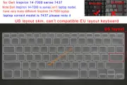 US Keyboard protect Cover Skin For Dell Inspiron 14-7000 series 7437 laptop