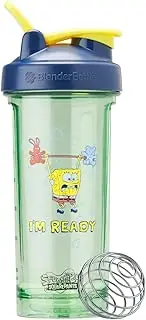 BlenderBottle Spongebob Shaker Bottle Pro Series Perfect for Protein Shakes and Pre Workout, 28-Ounce, Blue, Im Ready!