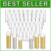 Organize Your Coins with 60 Pcs Clear Assorted Coin Tubes – Secure & Durable