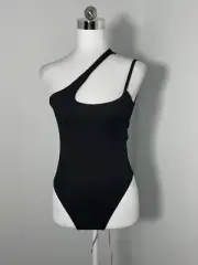 Supre Black "Rose Aymmetrical" Bodysuit Size S- New