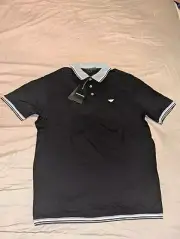 Emporio Armani MEDIUM Black/White Polo w/ Micro Eagle - New With Tags