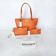 NEW BRAHMIN MANDARIN ORANGE MEDIUM ASHER, DAISY WRISTLET, & VERONICA WALLET