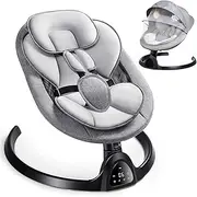 Kiloston Electric Baby Swing Seat - Electric Baby Swing with App and Bluetooth, 5 Point Harness, 5 Speeds and Remote Control - Portable Swing Chair for Babies from Birth
