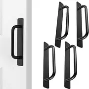 [MEZOKUCEL] 4Pcs Self-Stick Cabinet Drawer Door Handles, Aluminum Alloy Adhesive No Drilling Door Pull Handle for Drawer Closet Sliding Door Kitchen Cabinet, Home Improvement Hardware (Black)