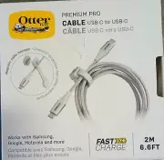 OtterBox USBC to USB-C Cable Fast Charge Premium 6.6 Ft- Cloudy Sky White