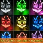 Halloween LED Purge Mask Glow in Dark Stitched Face Light Up Costume Scary Rave~