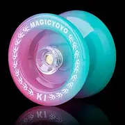 [MAGICYOYO] Responsive YoYo K1-Plus for Kids Beginners, Dual Purpose Yoyo with Unresponsive Bearing Kit + Yoyo Storage Bag + 12 Yoyo Strings and Yo-Yo Glove Gift (Green Pink)