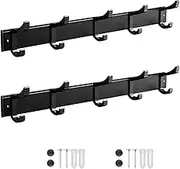 2-Pack Wall Mounted Coat Hooks，Heavy Duty Aluminum Coat Rack with 10 Sliding Double Hooks Coat Hanger, Modern Black Clothes Hook Rails Wall Hook Rack for Entryway，Kitchen，Bathroom，Closet (New Black)