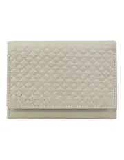 [PIERRE CARDIN] Tri-fold Diamond Pattern Emboss Leather Wallet in Bone
