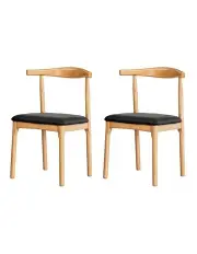 [Artiss] Rubber Wood Leather Seat Dining Chairs 2x in Pine/Black