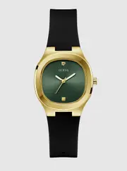 GUESS Women's Black Eve Green Silicone Watch
