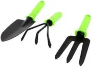 3PCS Garden Hand Tools - Fork, Trowel & Rack Lightweight Durable
