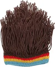 [WOFASHPURET] Handmade Warm Knit Wig Hat Unique Headpiece for Men Women Party Coffee