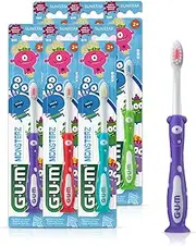 Sunstar GUM Monsterz Kids/Toddler Toothbrush, Children 2+, Soft, (Pack of 6)