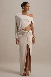 Marlena | Cream Twisted Split Maxi Skirt