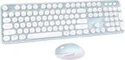 Youker Wireless Keyboard and Mouse Combo, 2.4GHz USB Wireless Connection Retro Keyboard with Numeric Keypad and Optical Mice Set, Colorful Keyboard with Stylish Round Keys Windows XP/7/8/10/11/MacOS