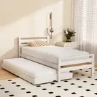 Single Size 2-in-1 Trundle Bed Frame - White AVIS