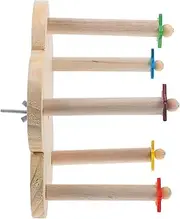 HOUDERCO Bird Perch Wooden Rotating Wheel for Cockatiels Parrots and Finches Multi Use Bird Playground with Easy Installation Durable Perch for Bird Cages