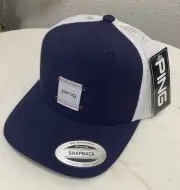 Ping Golf Stitch Snapback Cap Blue Mesh Trucker Adjustable Hat SensorCool New